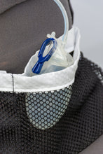 Load image into Gallery viewer, Shower / Everyday Quick Dry Mesh Post-Surgical Drain Holder Black with White Cotton Trim