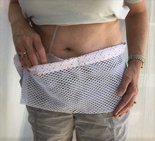 Load image into Gallery viewer, White Shower Mesh Post-Surgical Drain Holder with Heart Trim