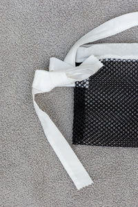 Shower / Everyday Quick Dry Mesh Post-Surgical Drain Holder Black with White Cotton Trim