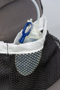 Shower / Everyday Quick Dry Mesh Post-Surgical Drain Holder Black with White Cotton Trim