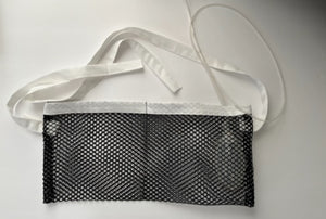 Shower / Everyday Quick Dry Mesh Post-Surgical Drain Holder Black with White Cotton Trim