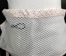 Load image into Gallery viewer, Shower Mesh Post-Surgical Drain Holder White with Soft Cotton Hearts trim
