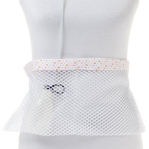 Shower Mesh Post-Surgical Drain Holder White with Soft Cotton Hearts trim